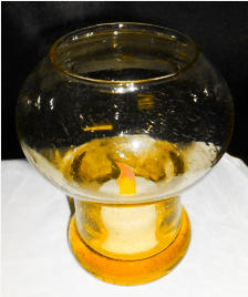 Light Amber Glass Centerpiece - LED Flame